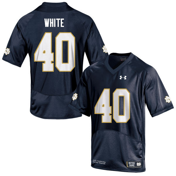 Men's NCAA Notre Dame Fighting Irish #40 Drew White Stitched College Under Armour Authentic Navy Football Jersey PD10L66FI